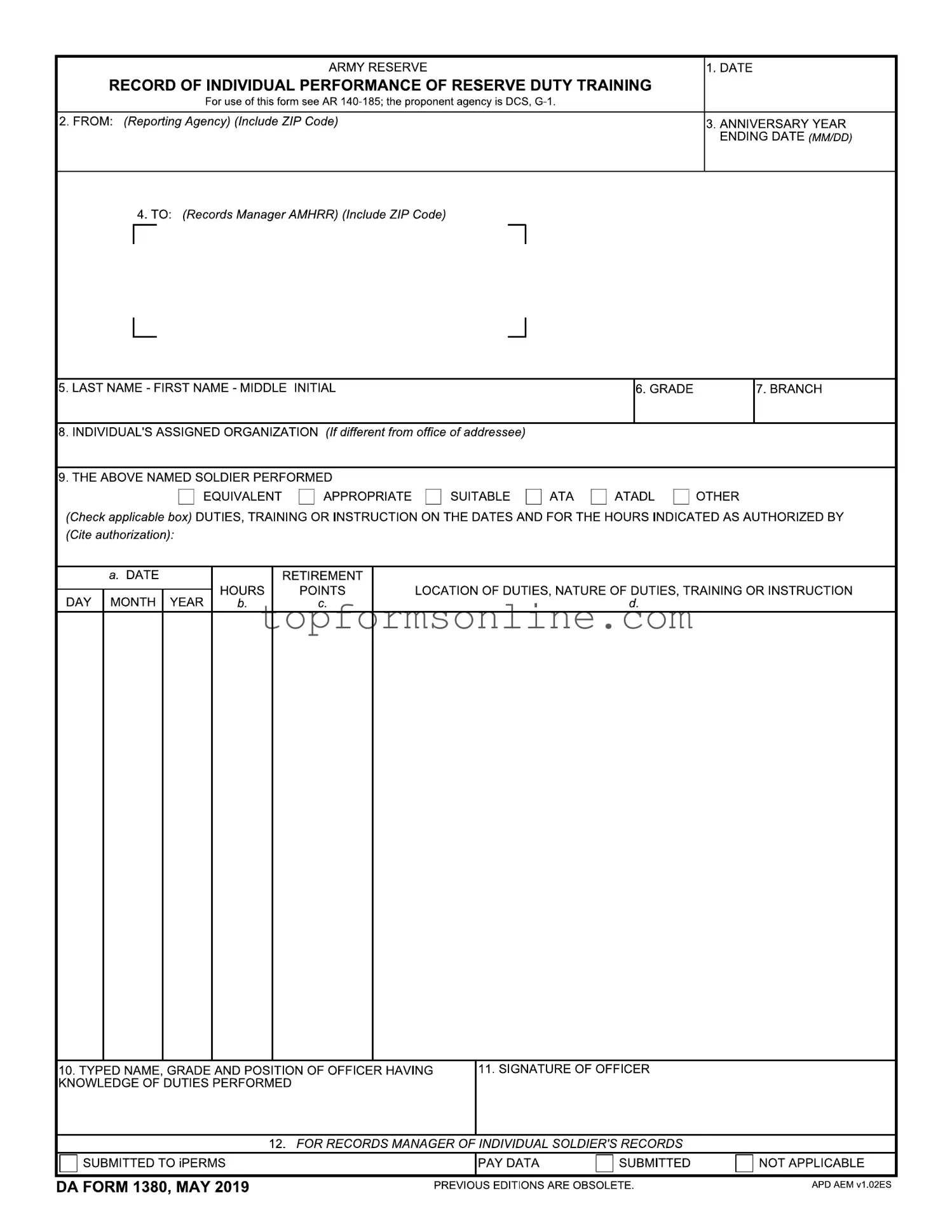 Fill Out a Valid Da 1380 Form