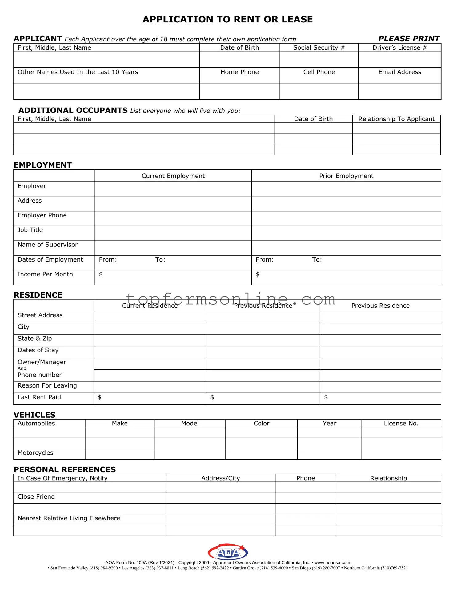 Fill Out a Valid Aoa 100A Form