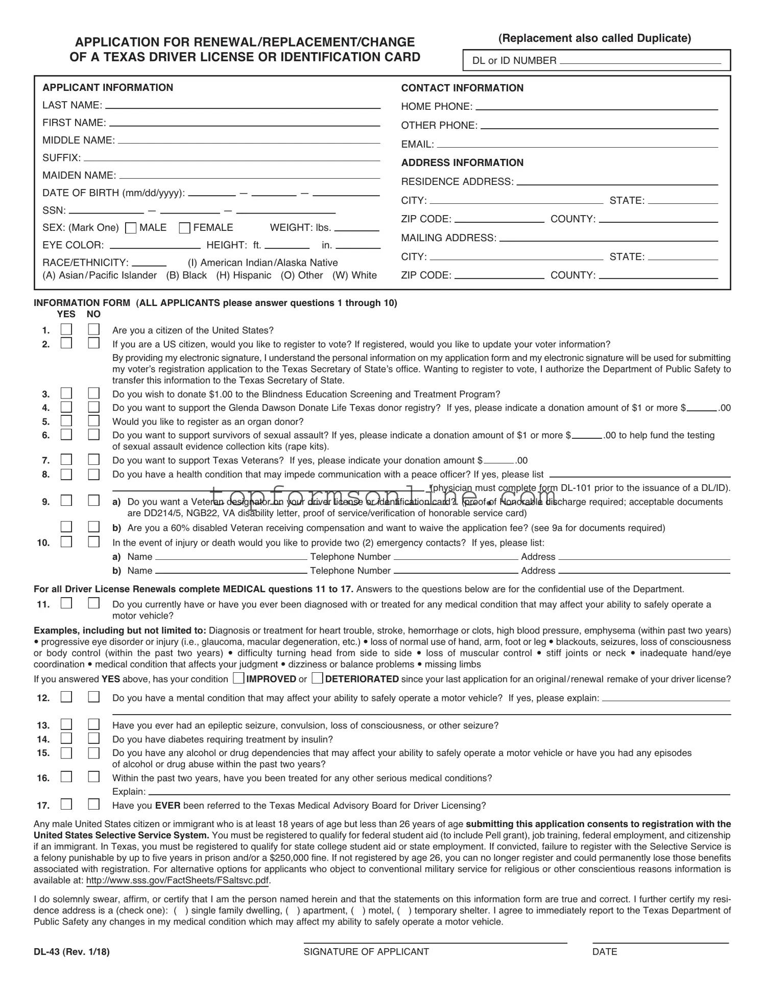 Fill Out a Valid DL-43 Form