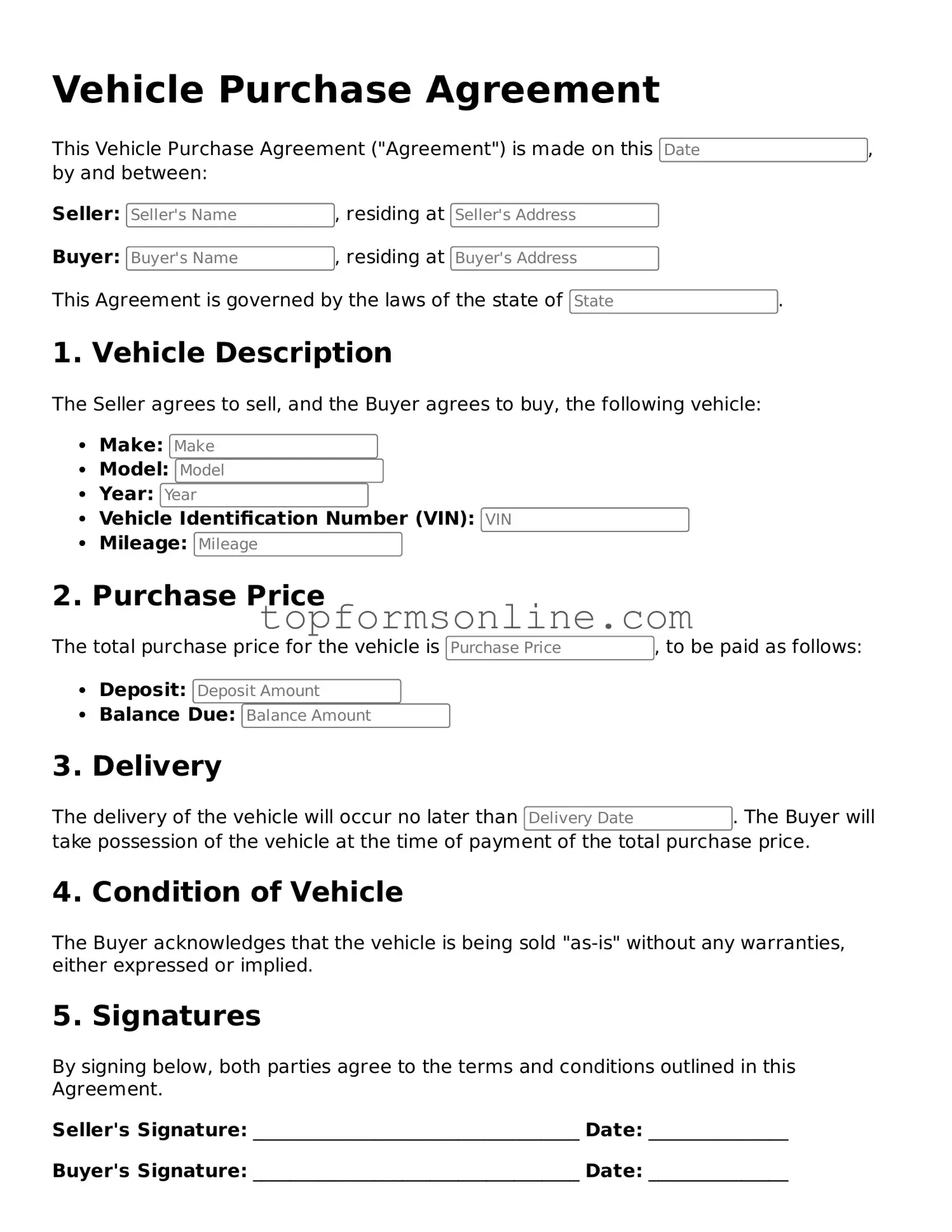 Valid Vehicle Purchase Agreement Template