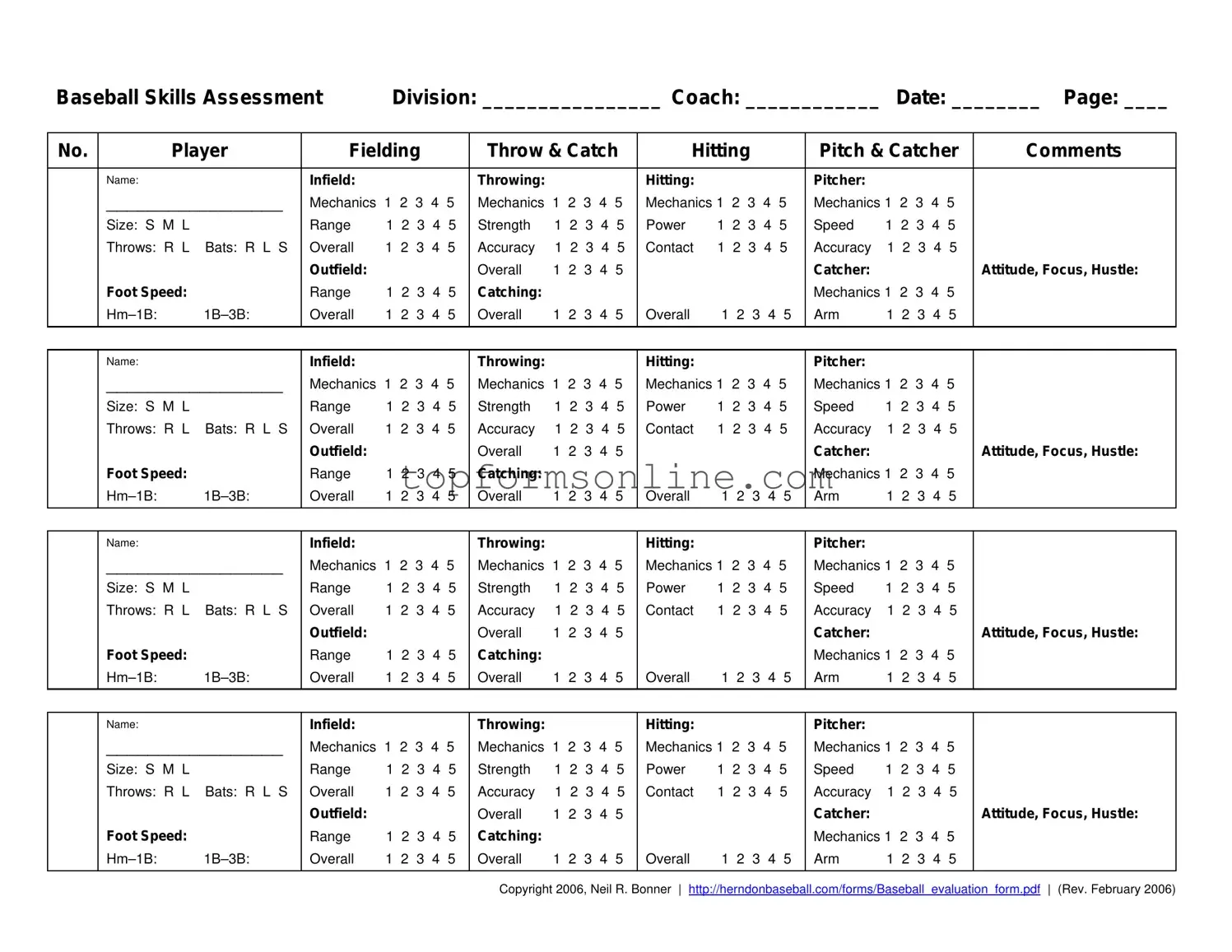 Fill Out a Valid Baseball Assessment Form