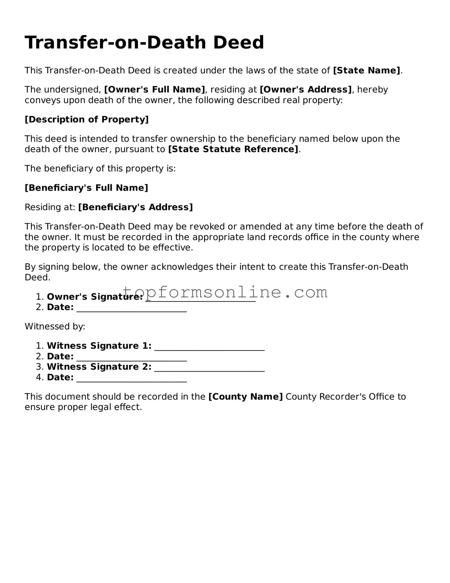 Valid Transfer-on-Death Deed Template