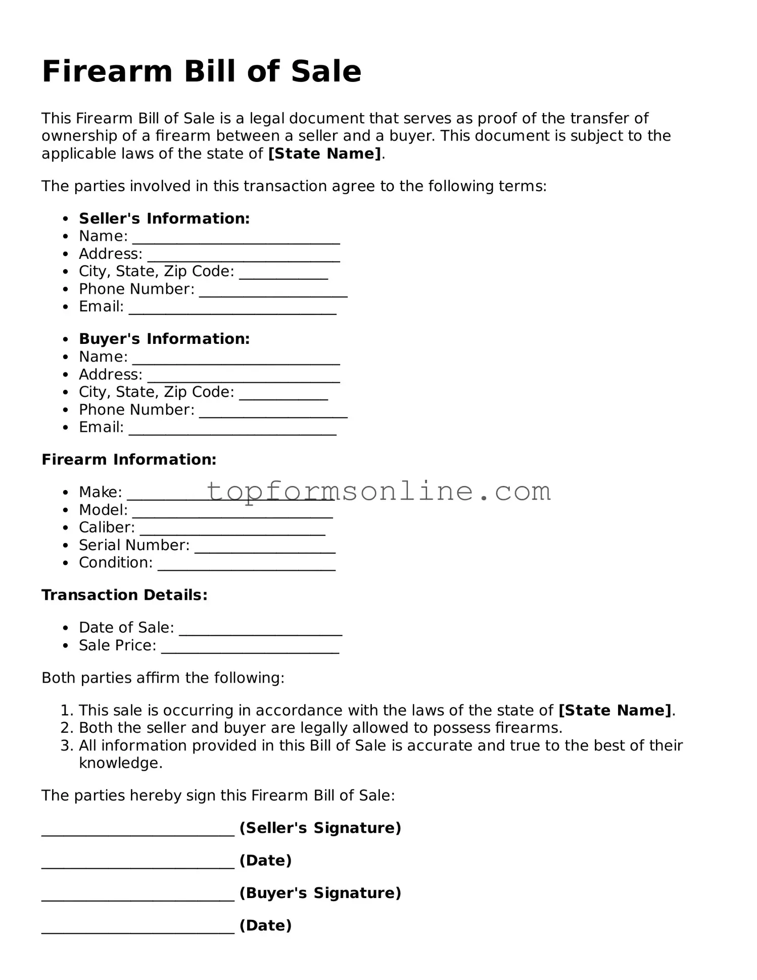 Valid Firearm Bill of Sale Template