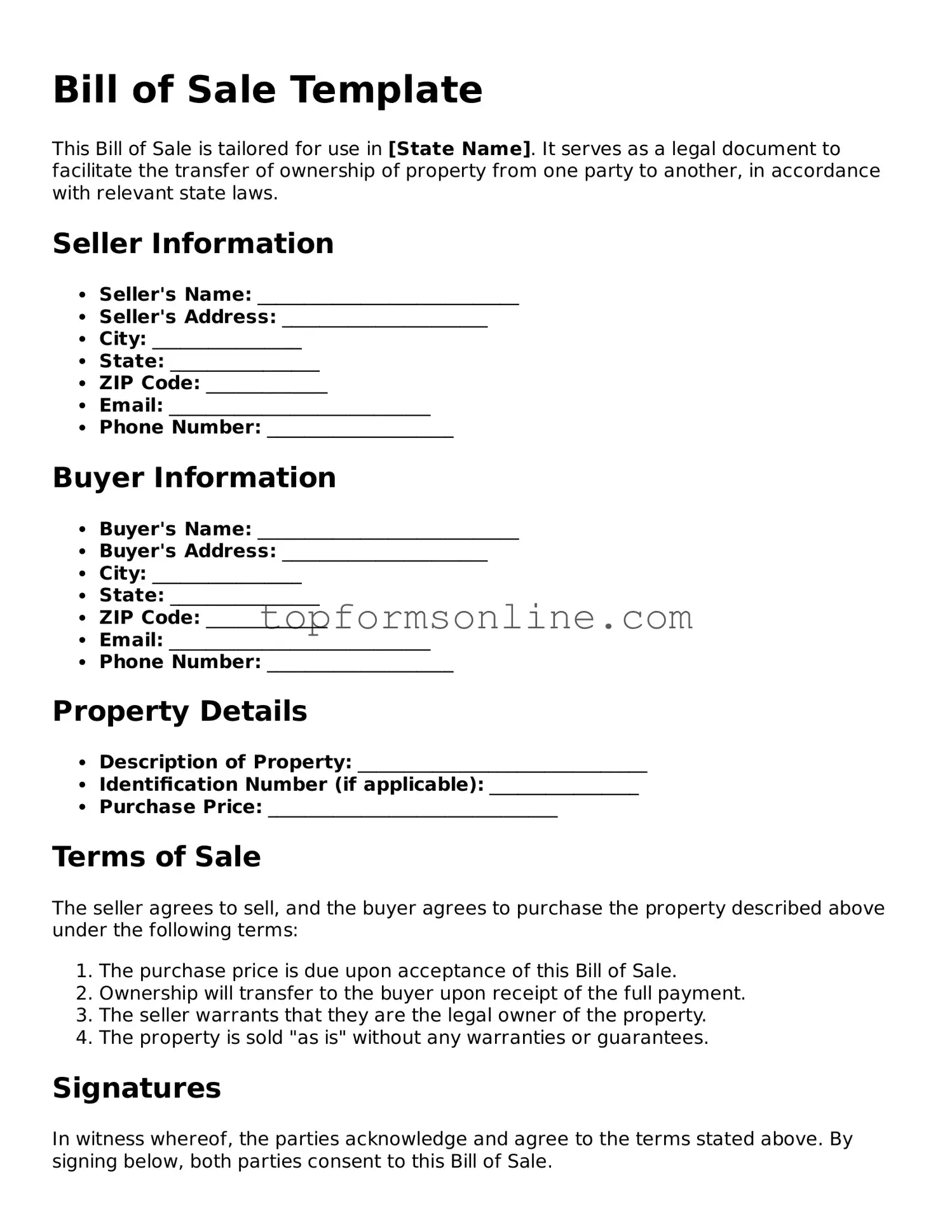 Valid Bill of Sale Template