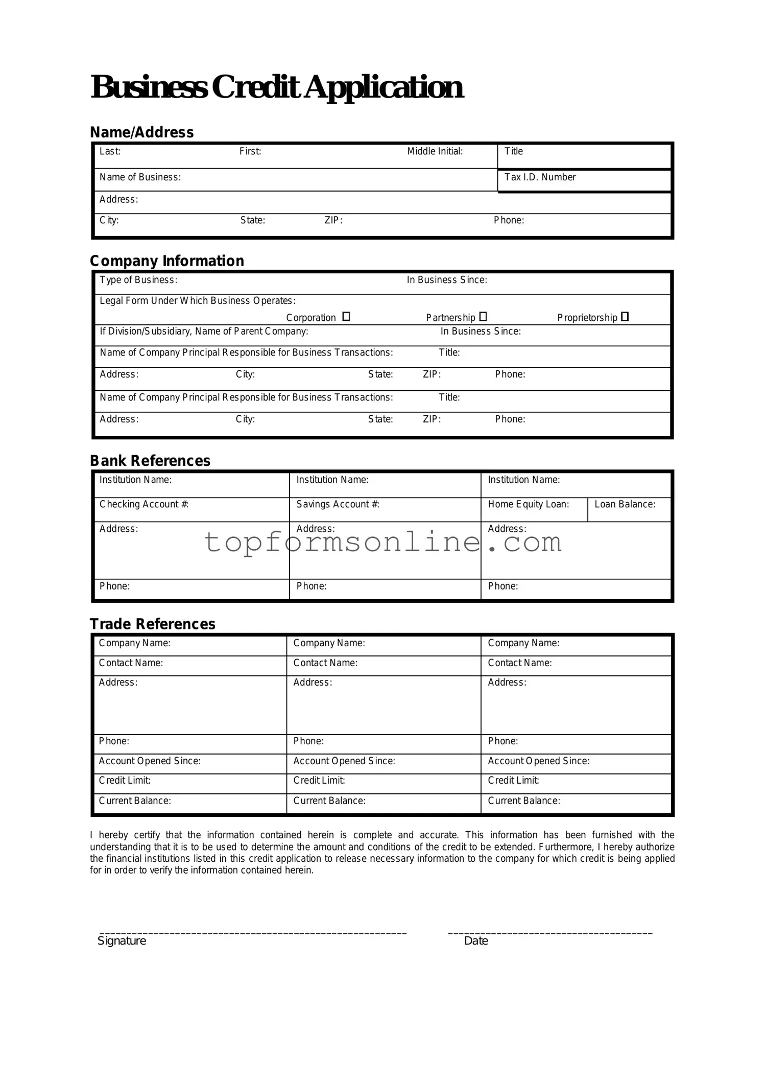 Fill Out a Valid Business Credit Application Form