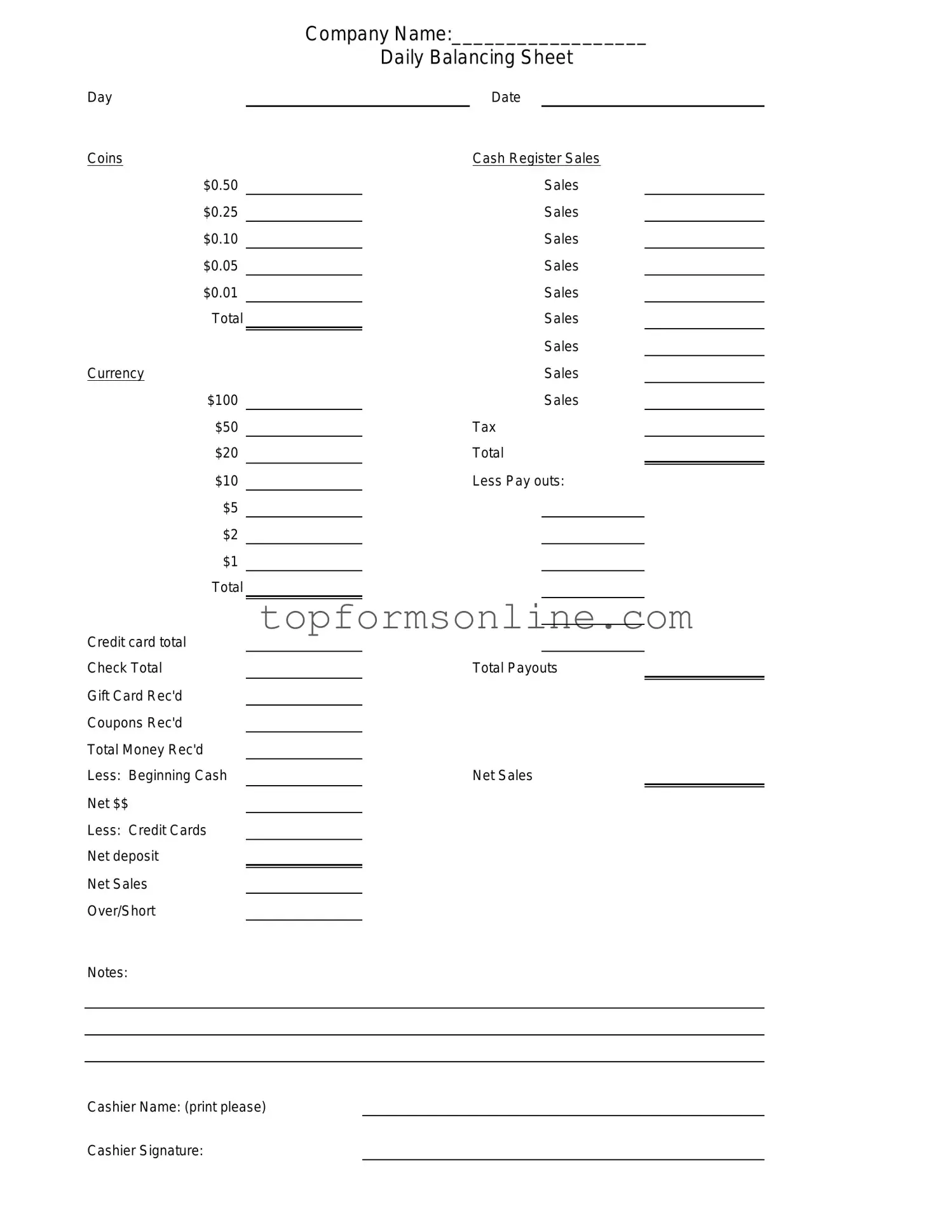 Fill Out a Valid Cash Drawer Count Sheet Form