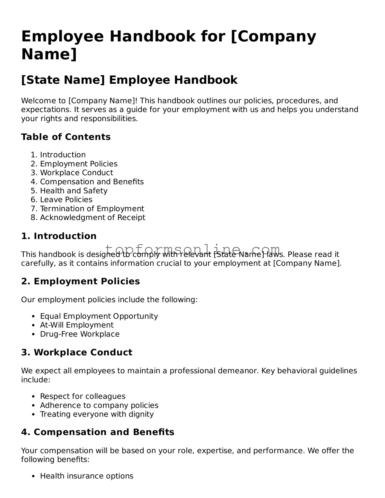 Valid Employee Handbook Template