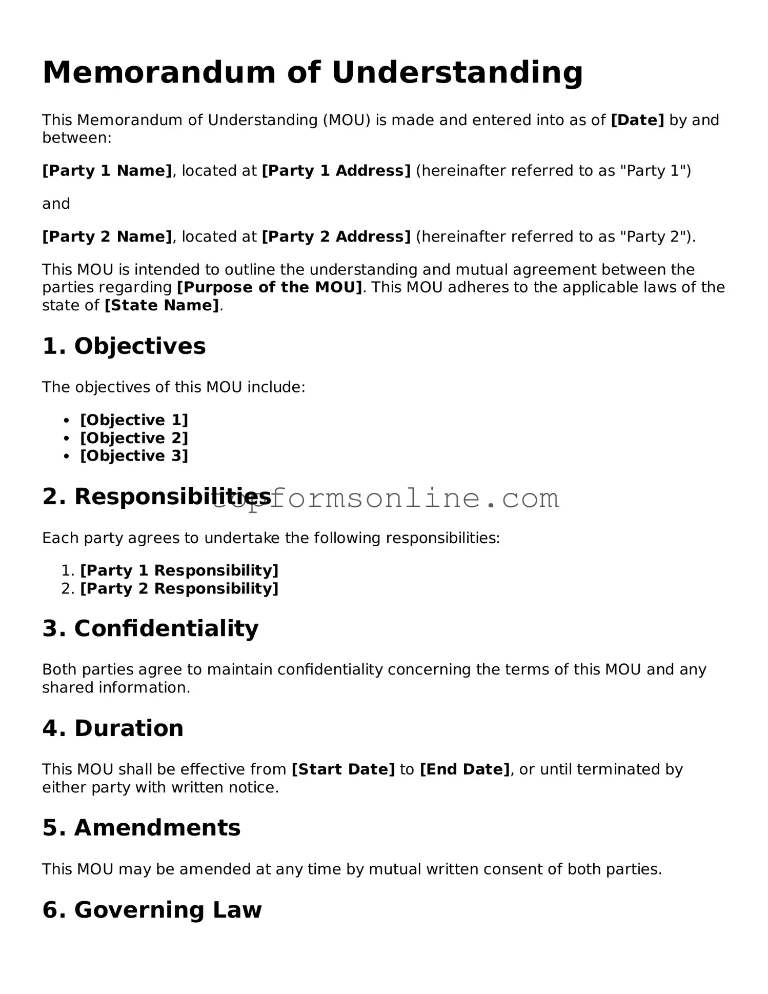 Valid Memorandum of Understanding Template