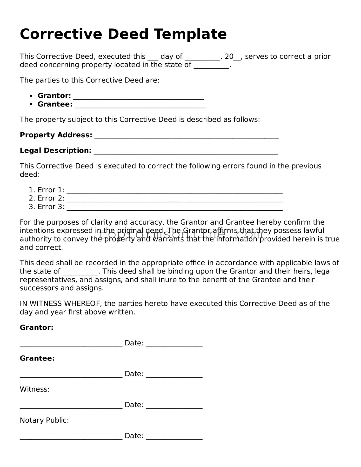 Valid Corrective Deed Template