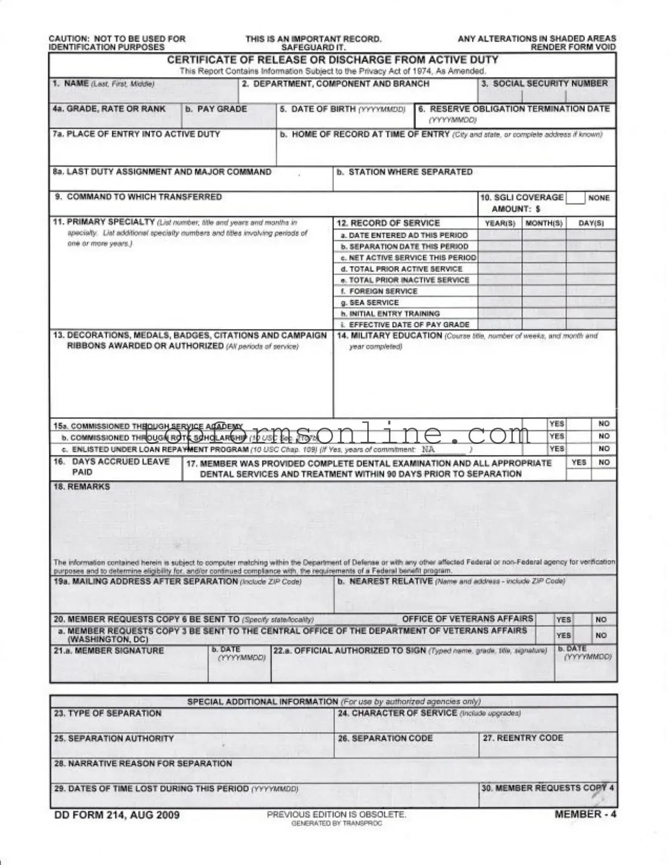 Fill Out a Valid Dd 214 Form