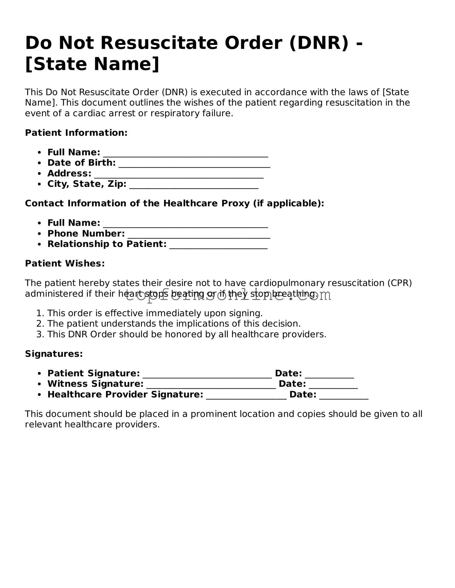 Valid Do Not Resuscitate Order Template