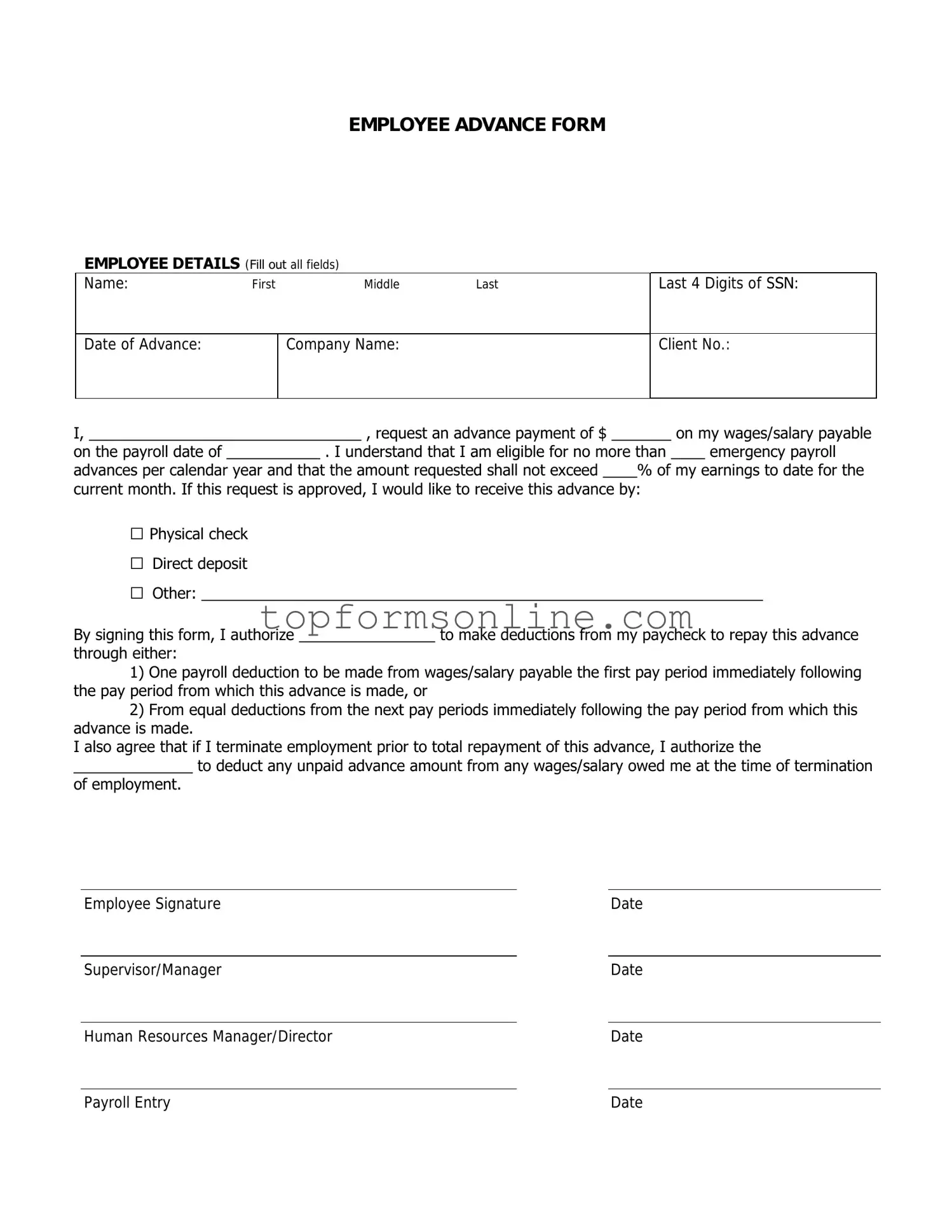 Fill Out a Valid Employee Advance Form