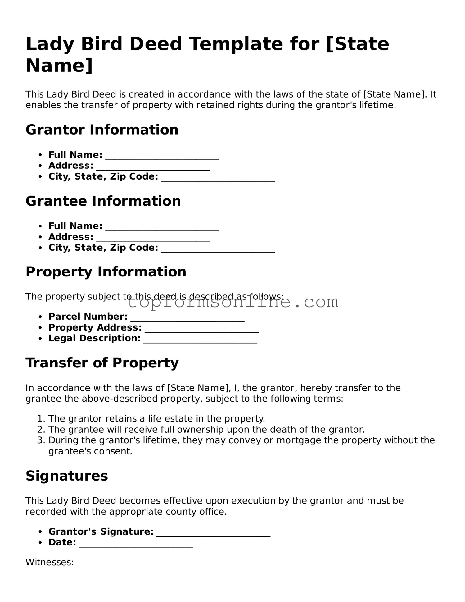 Valid Lady Bird Deed Template