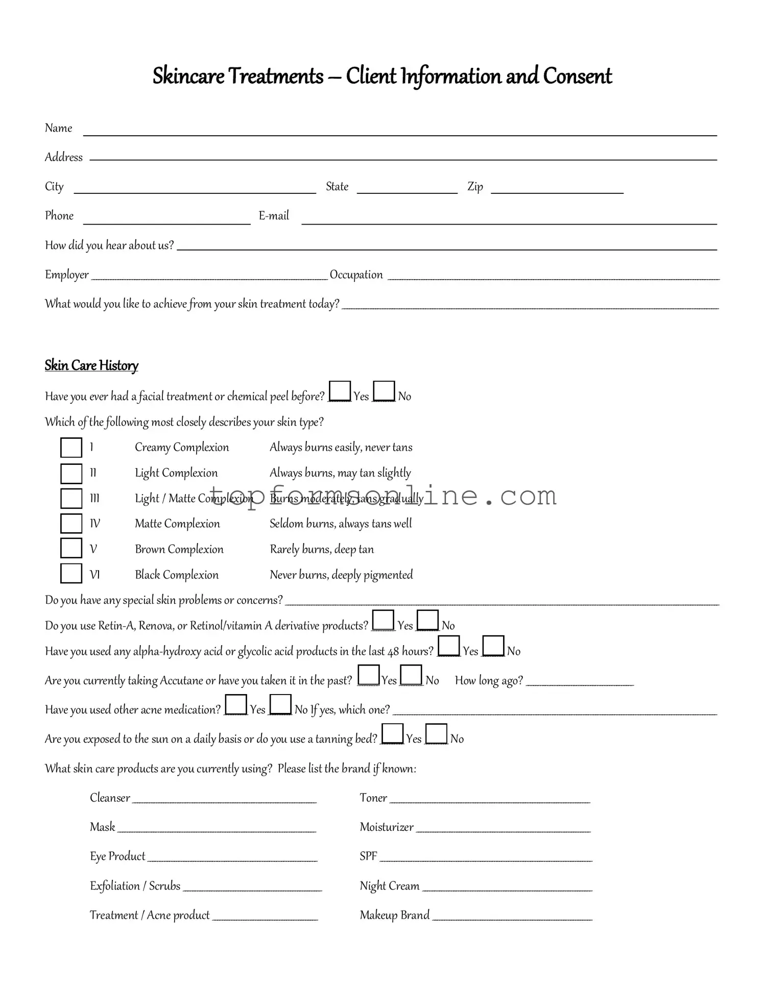 Fill Out a Valid Facial Consent Form
