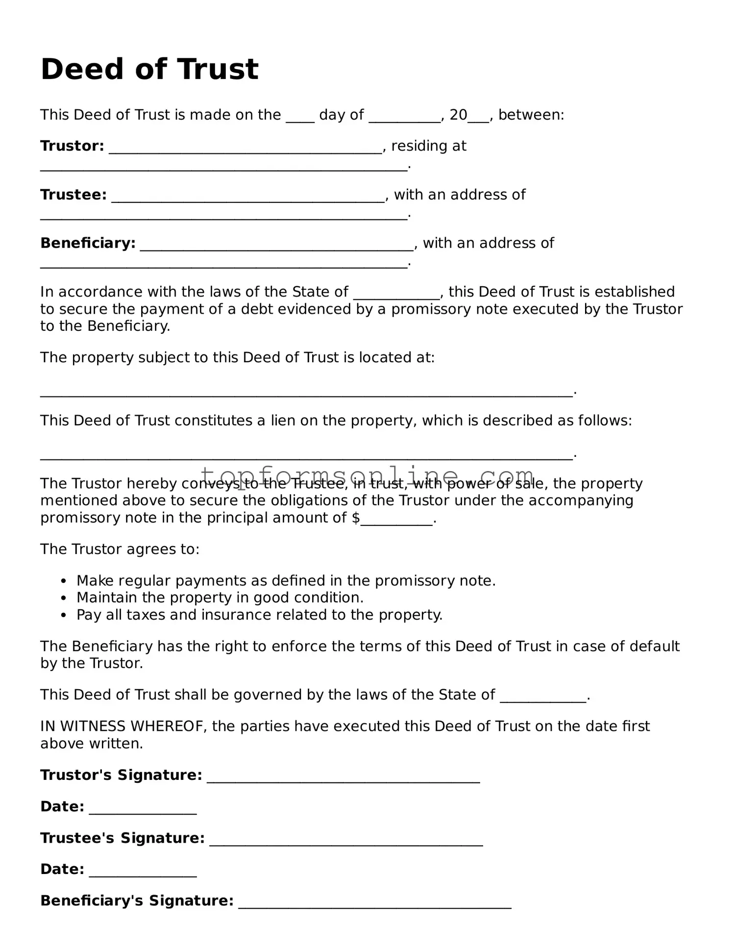 Valid Deed of Trust Template