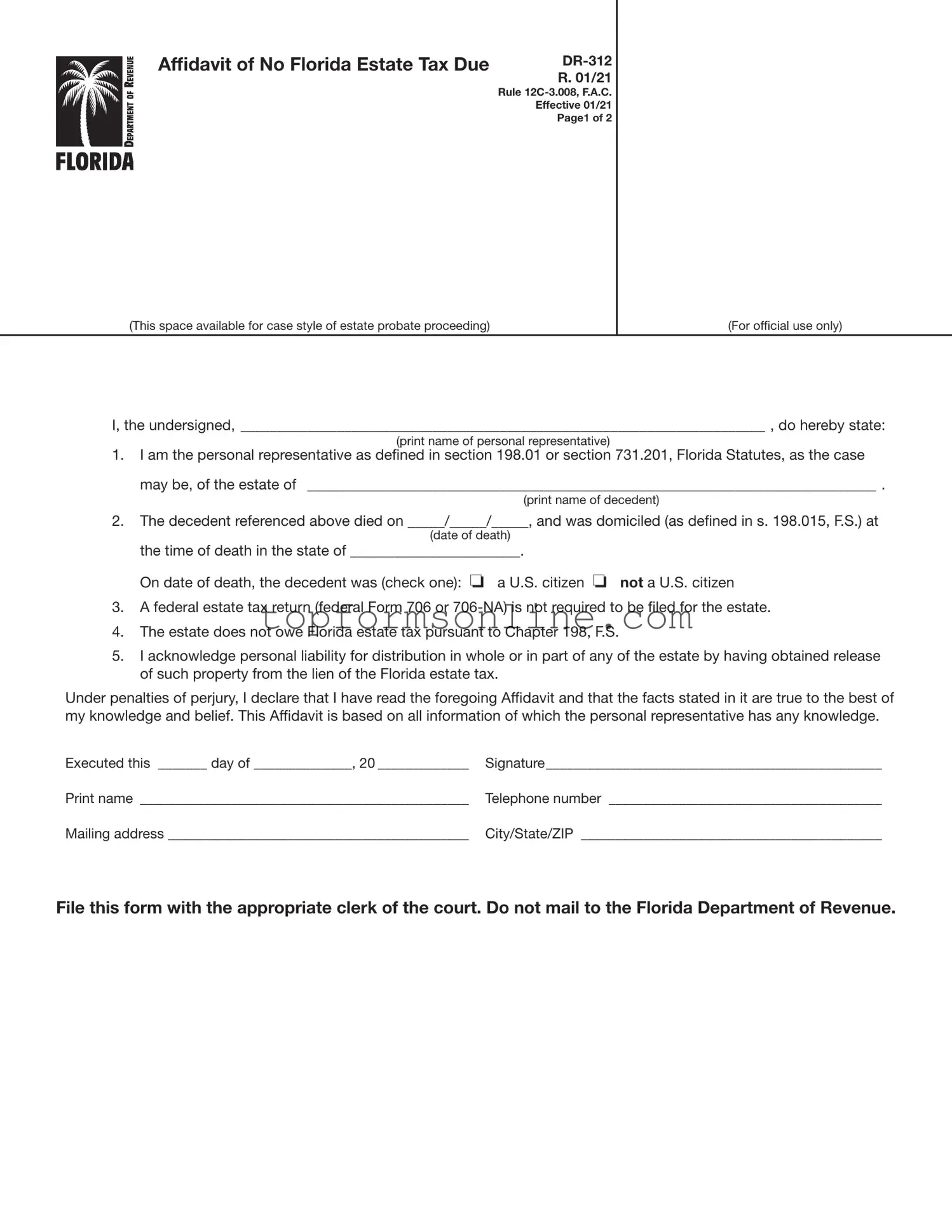 Fill Out a Valid Fl Dr 312 Form