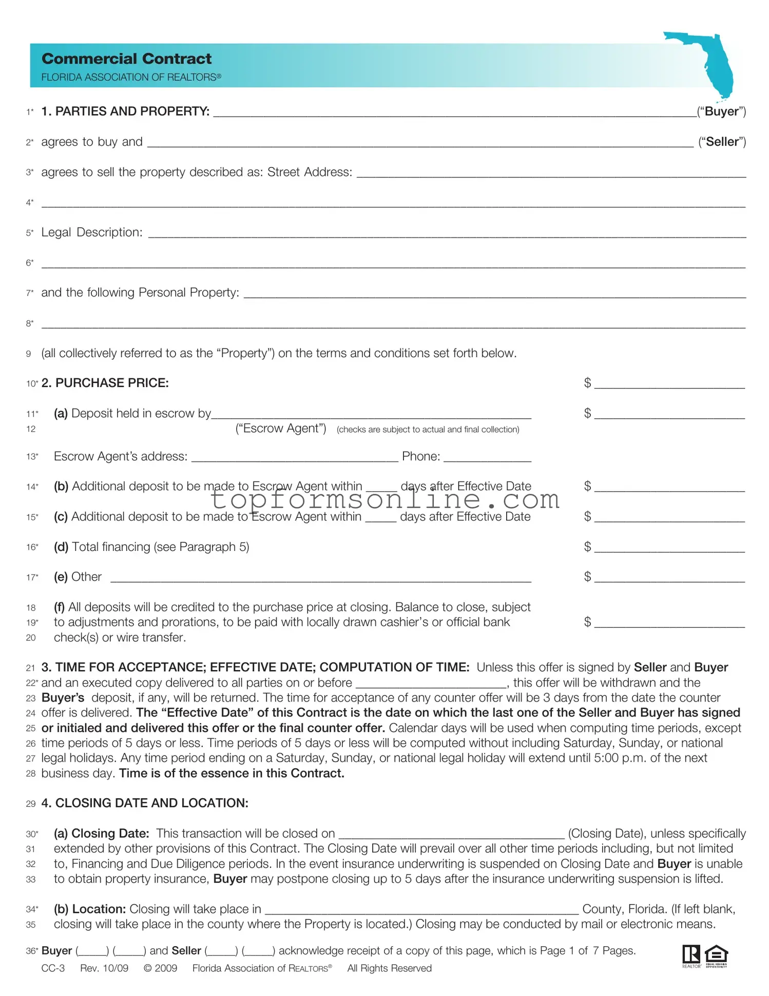Fill Out a Valid Florida Commercial Contract Form