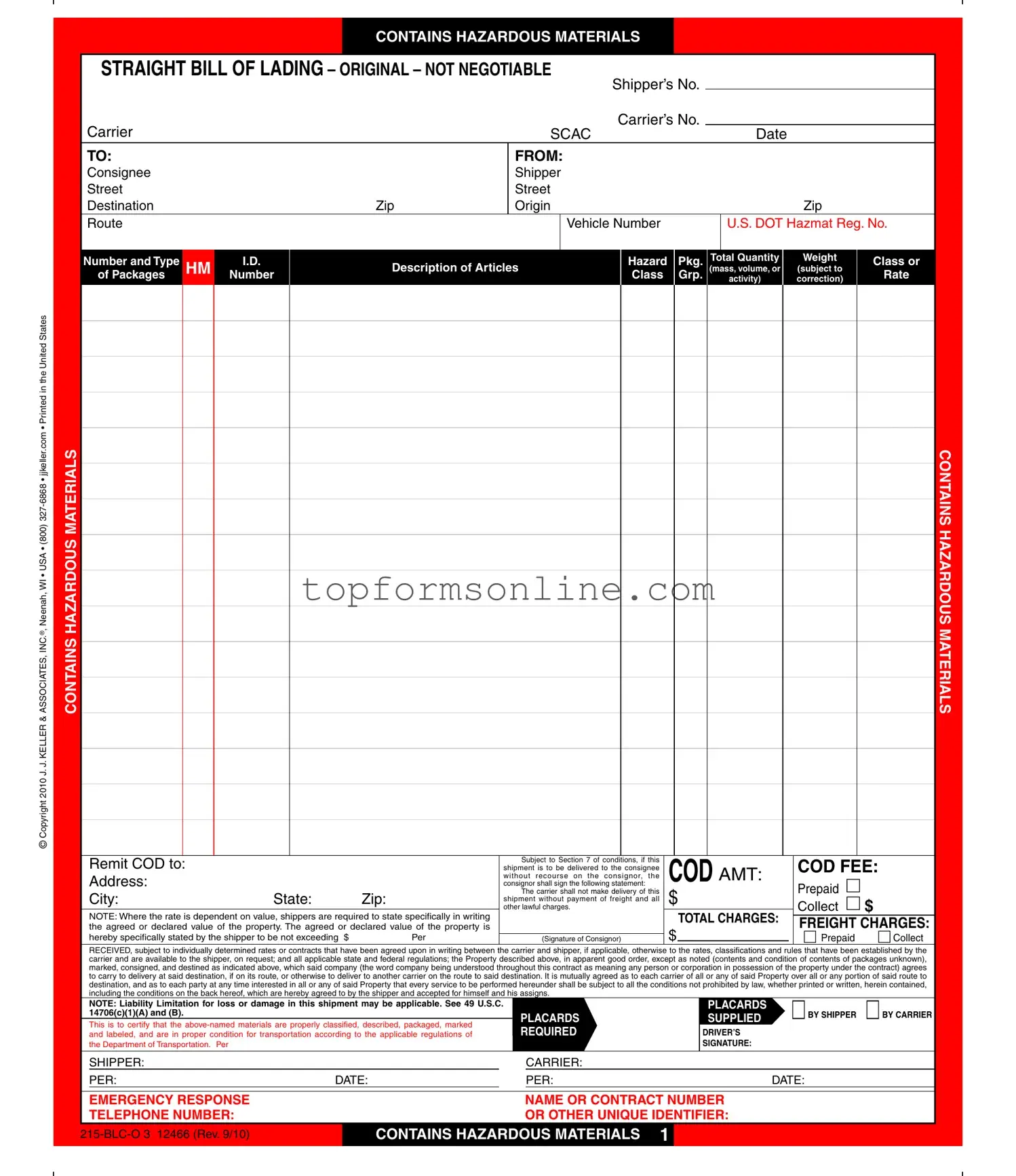 Fill Out a Valid Hazard Bill Of Ladden Form