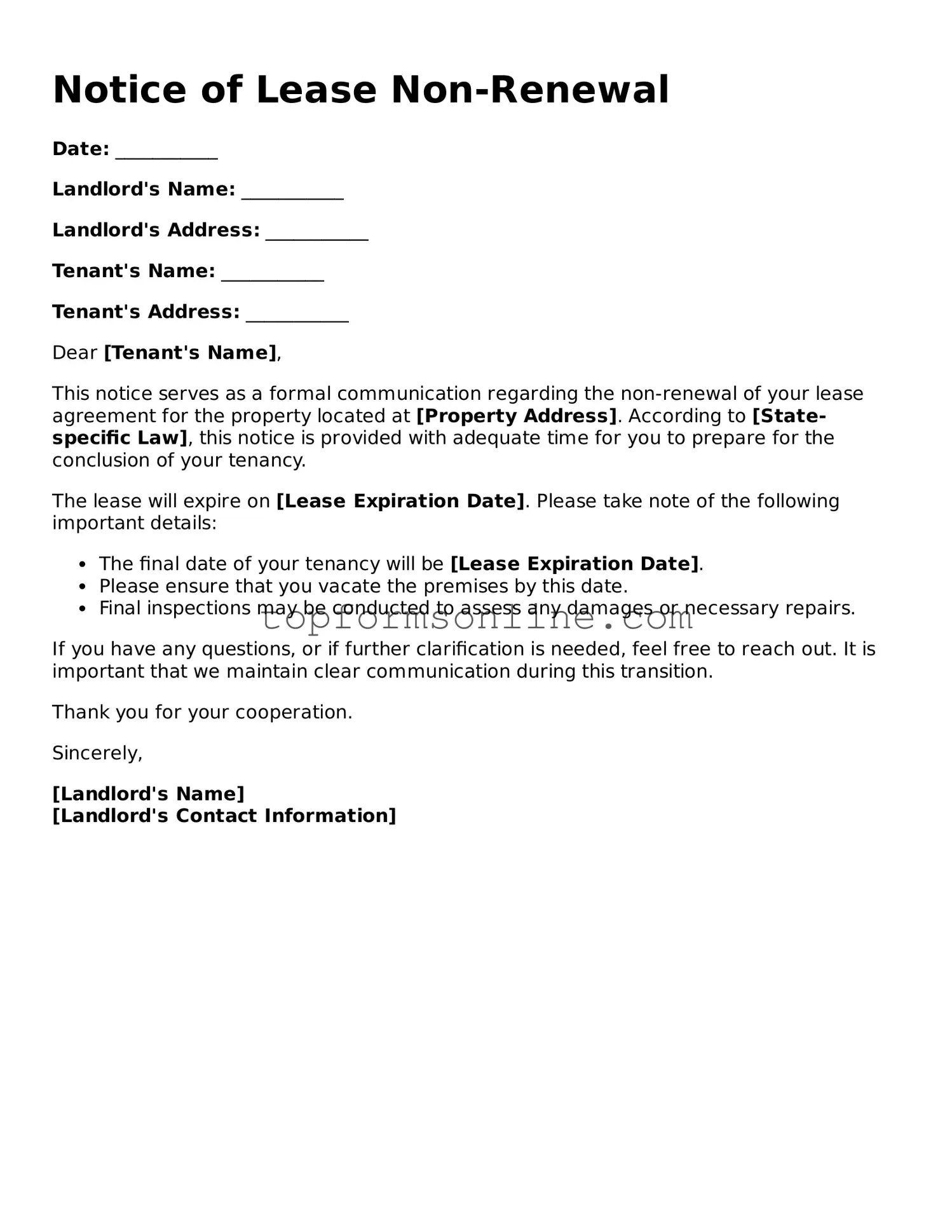 Valid Notice of Lease Non-Renewal Template