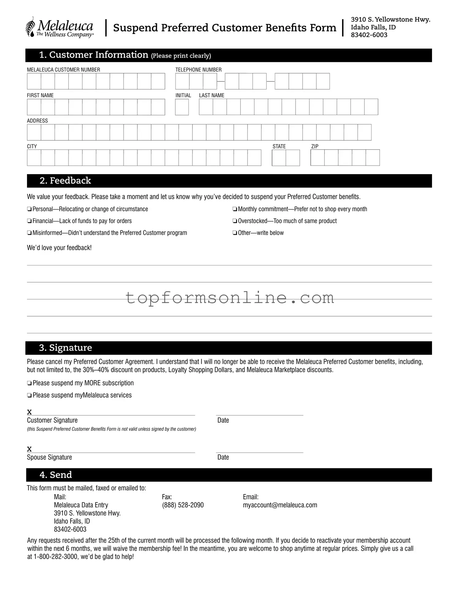 Fill Out a Valid Melaleuca Cancellation Form
