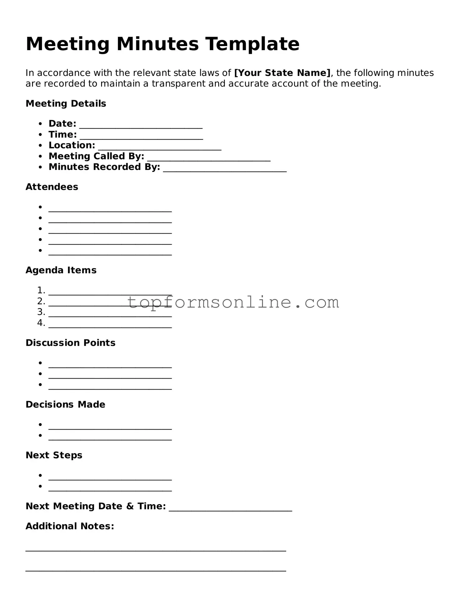 Valid Meeting Minutes Template