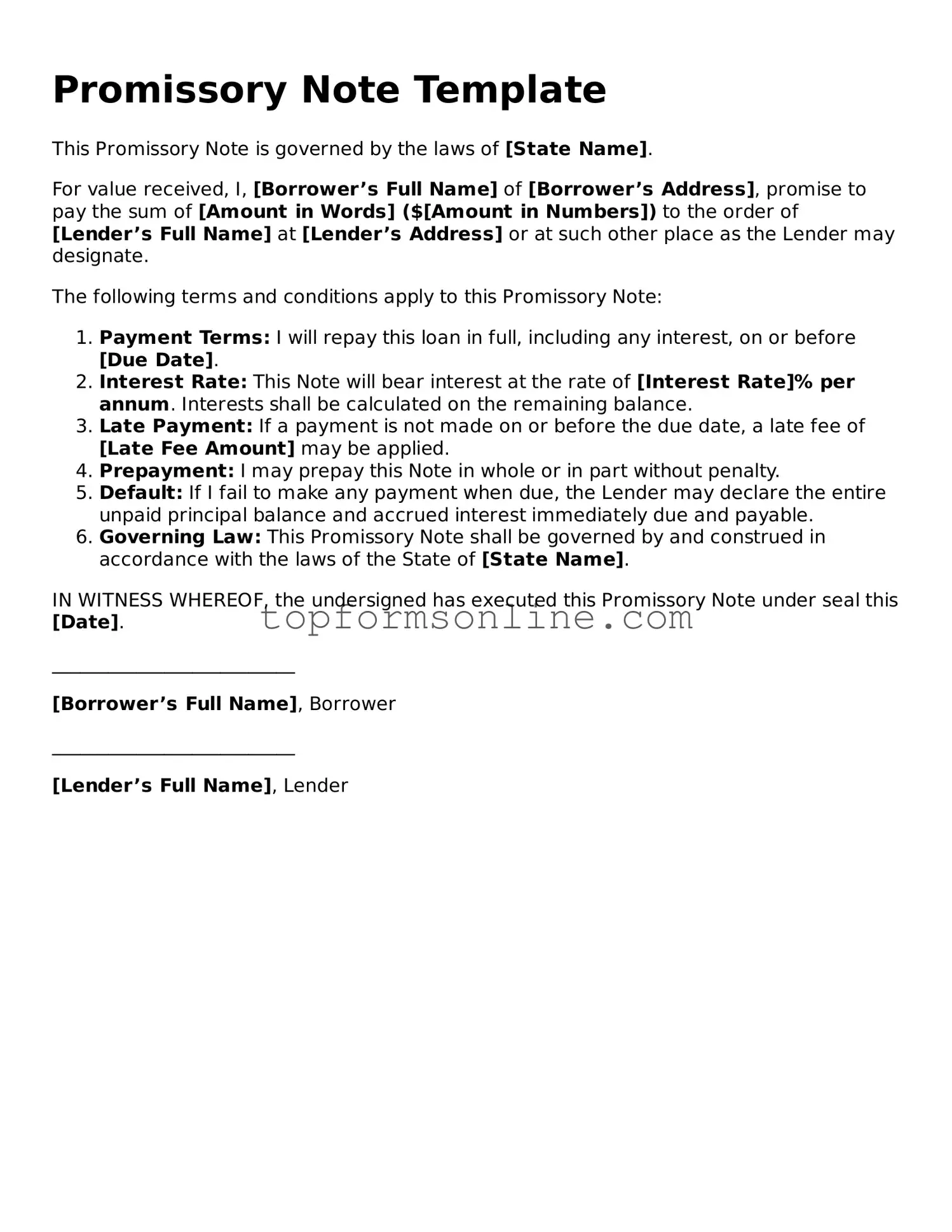 Valid Promissory Note Template