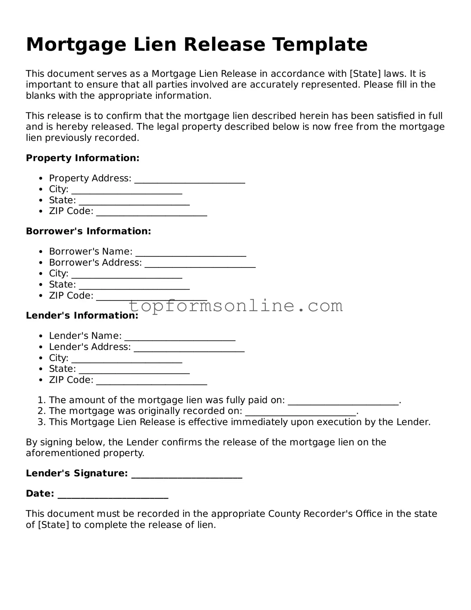 Valid Mortgage Lien Release Template