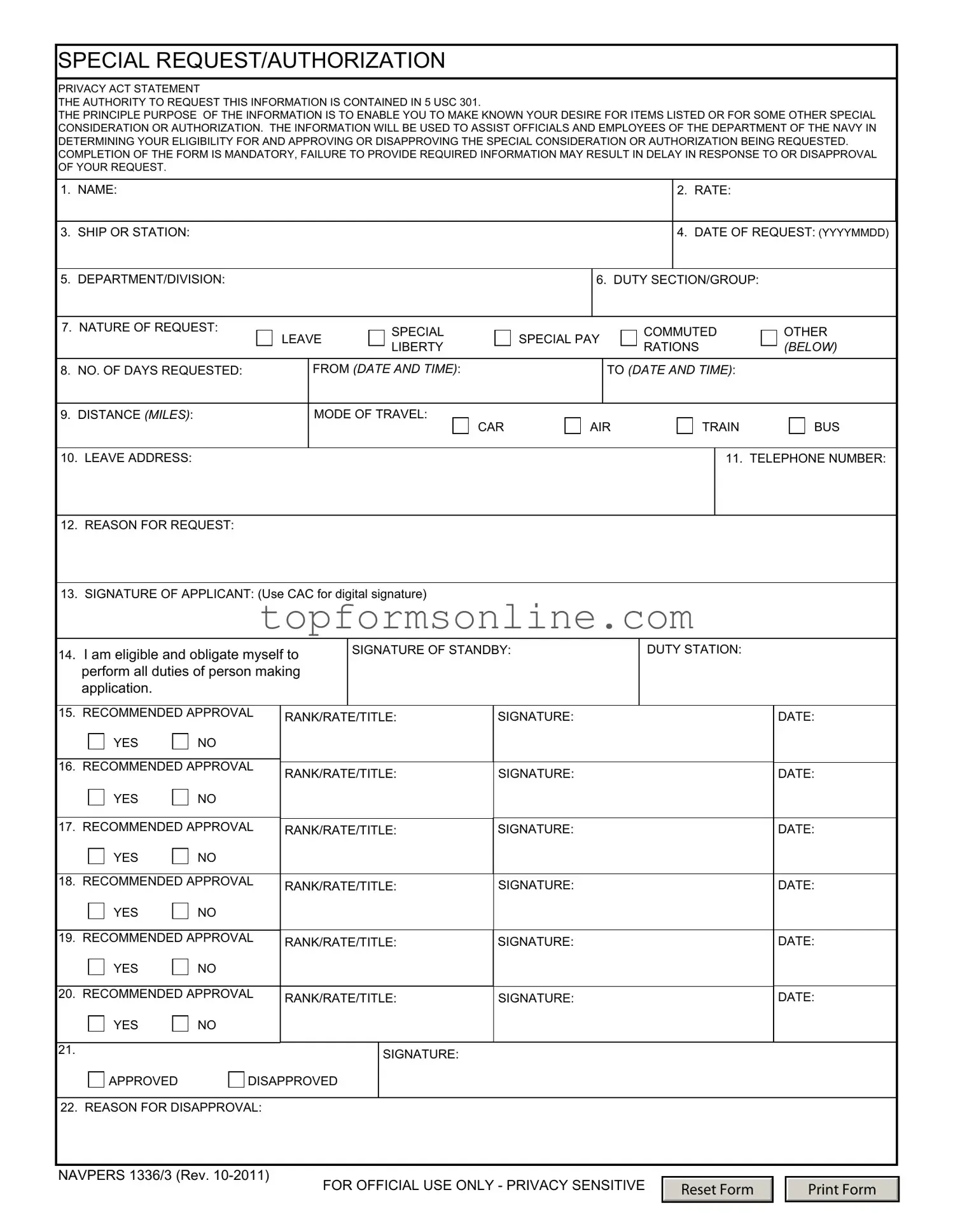 Fill Out a Valid Navpers 1336 3 Form