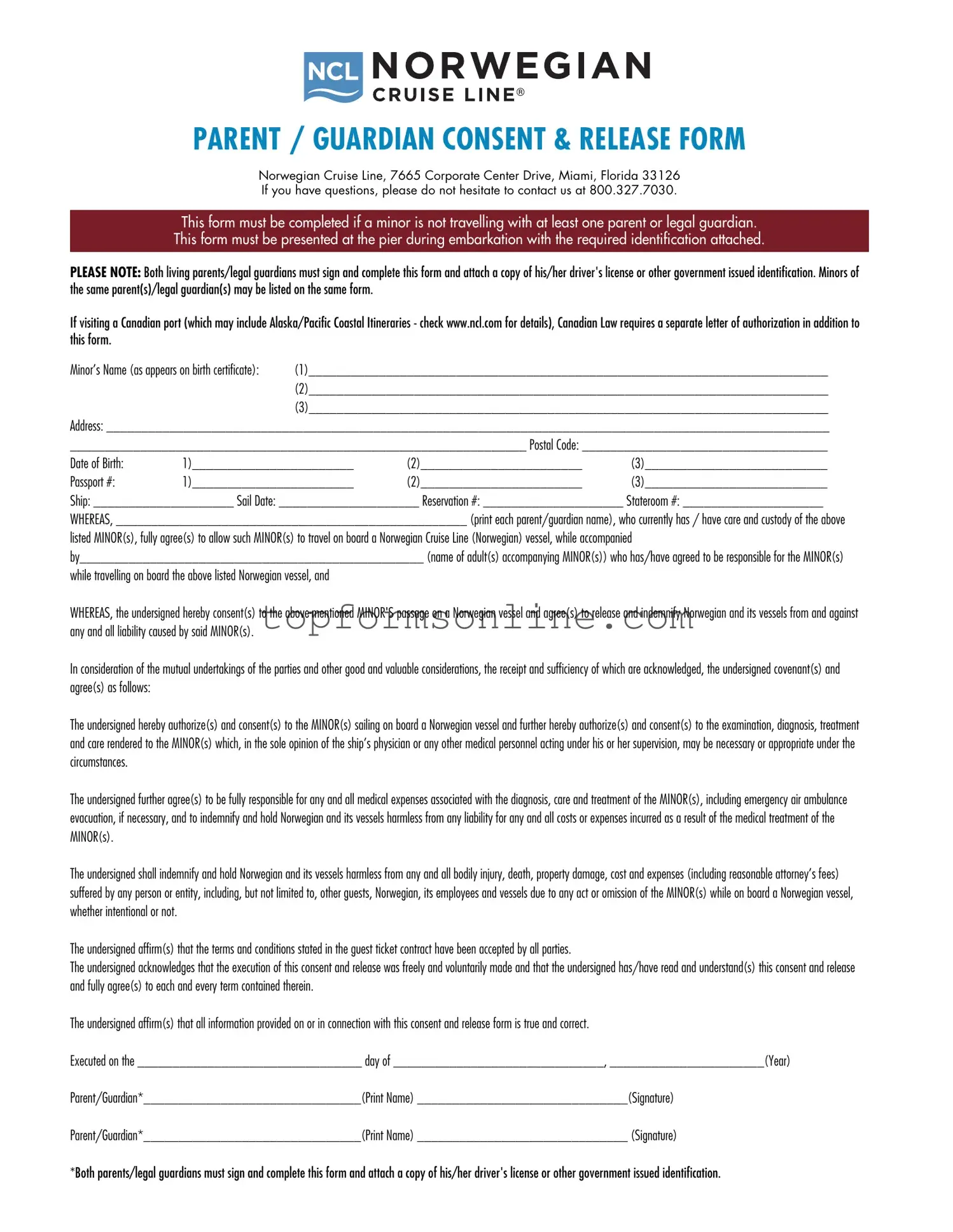 Fill Out a Valid NCL Parental Consent Form