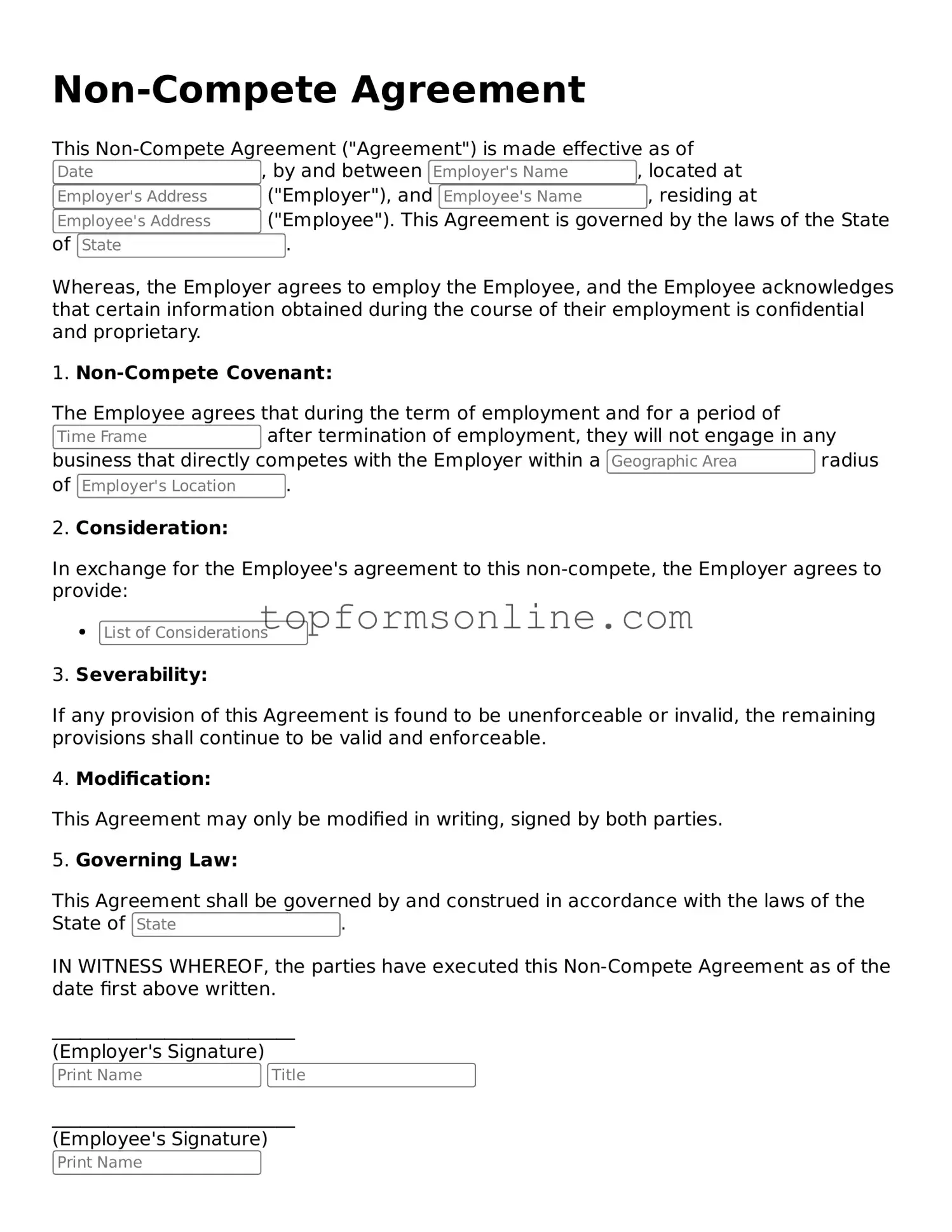 Valid Non-compete Agreement Template