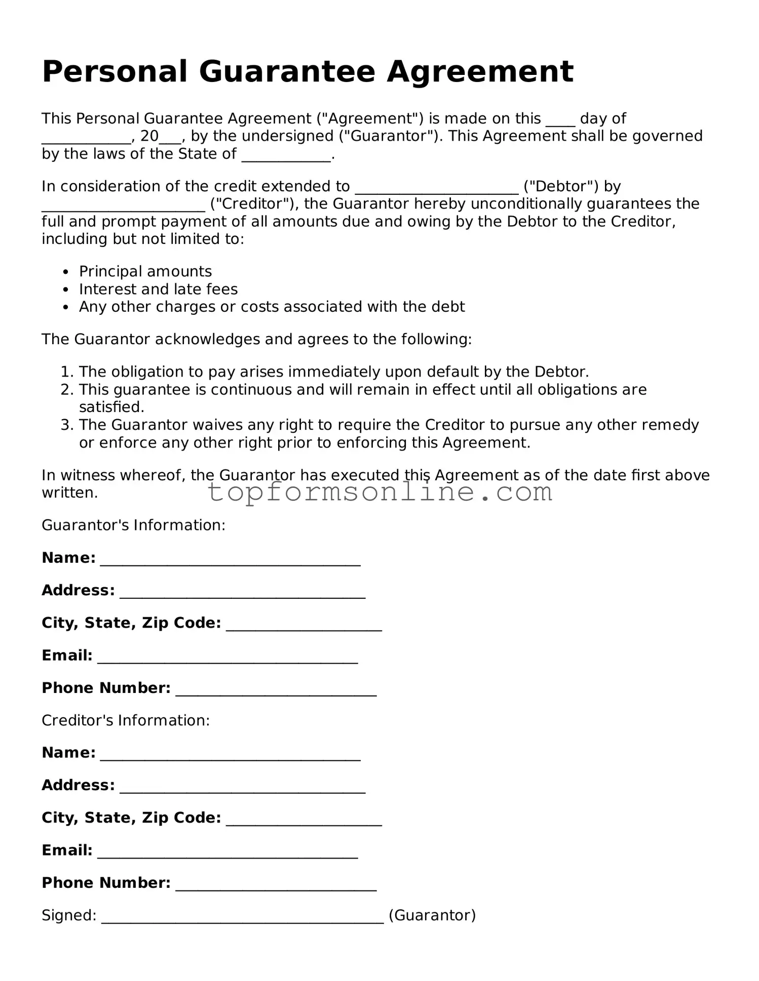 Valid Personal Guarantee Template