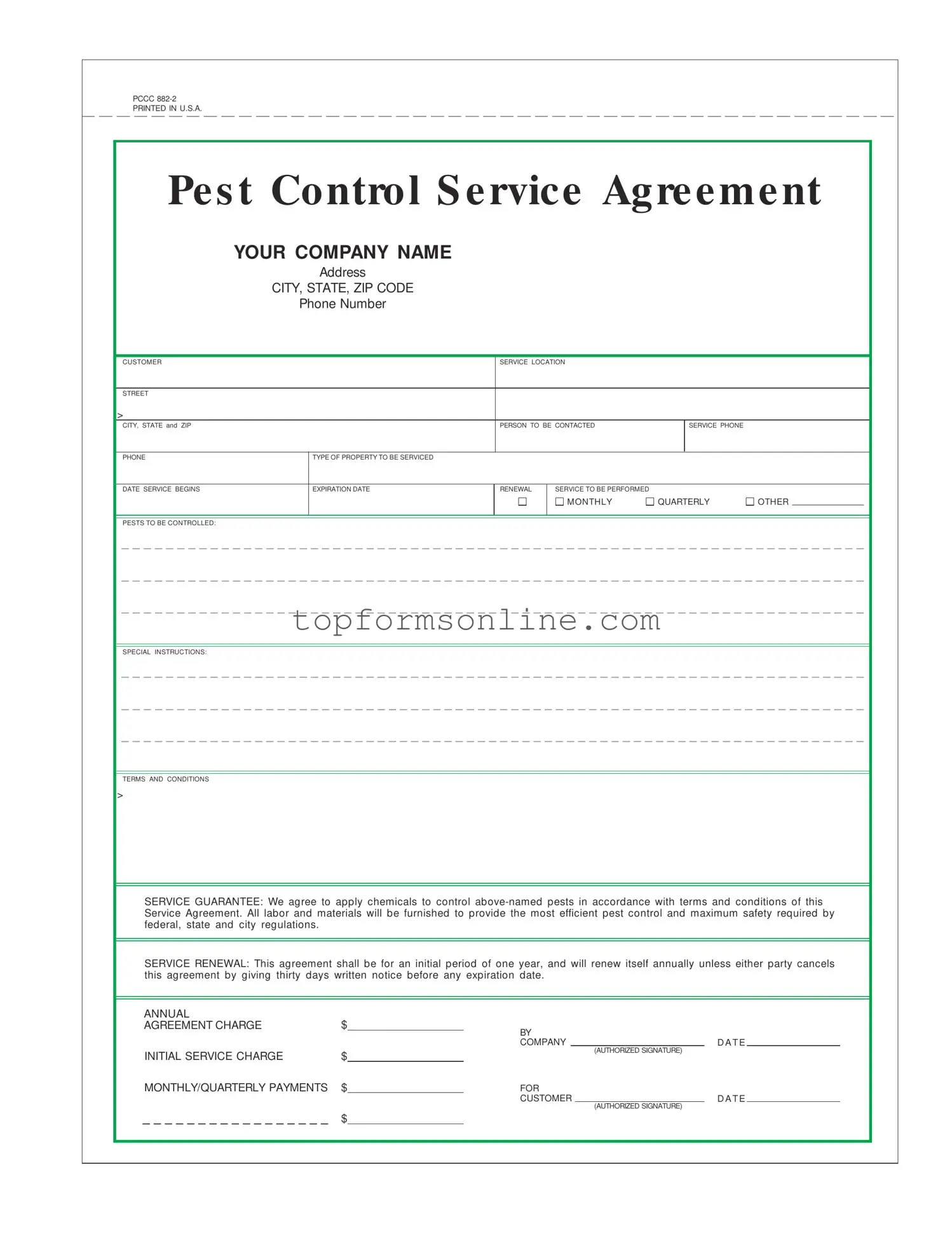Fill Out a Valid Pest Control Contract Form