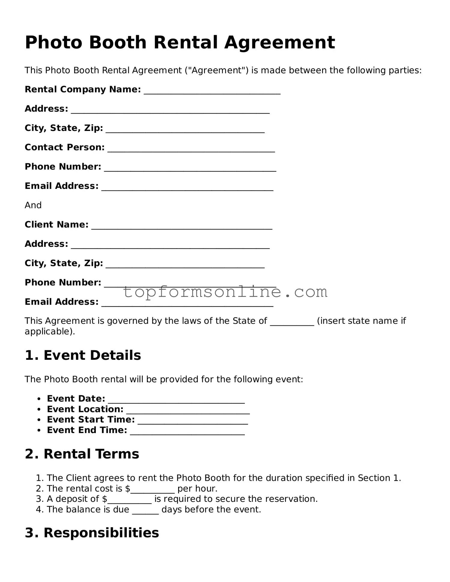 Valid Photo Booth Rental Agreement Template