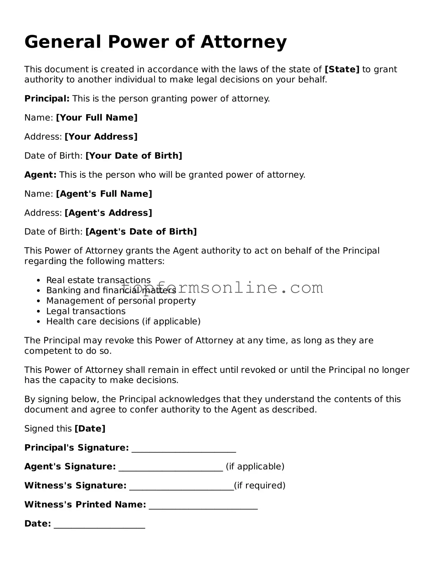 Valid Power of Attorney Template