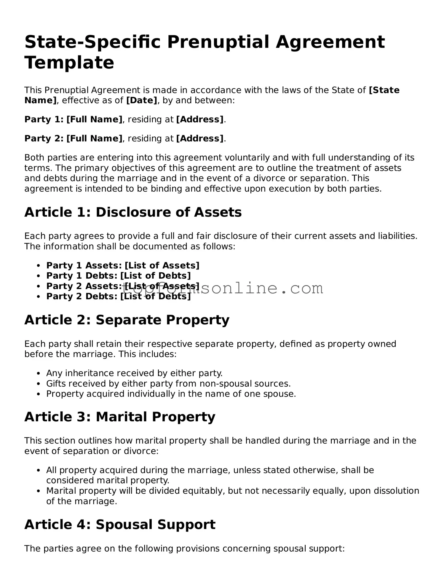 Valid Prenuptial Agreement Template