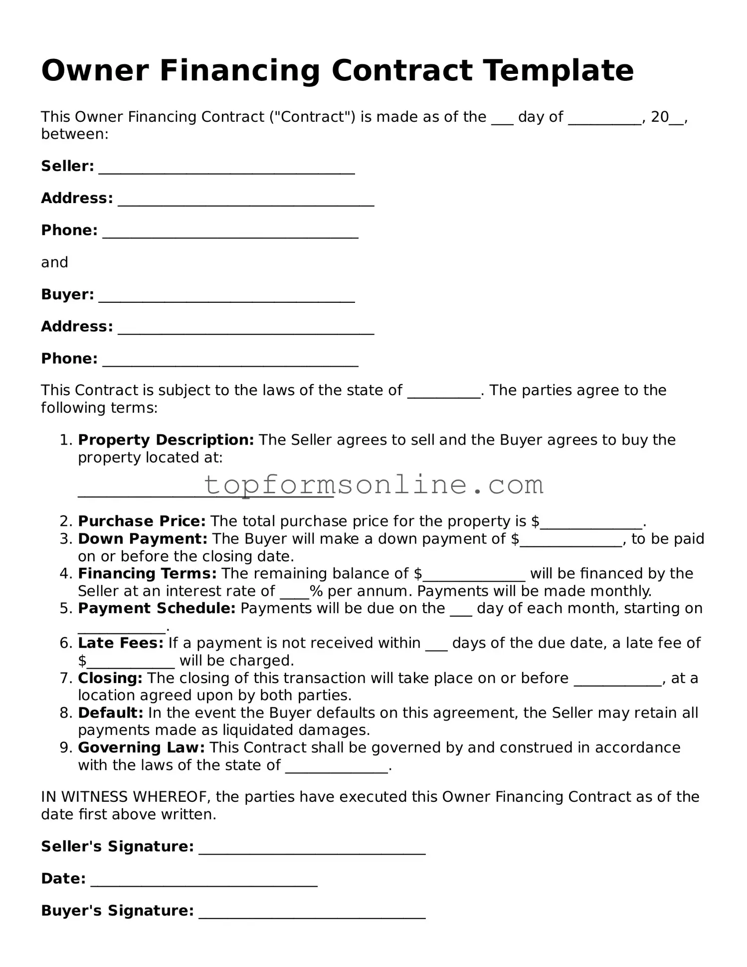 Valid Owner Financing Contract Template