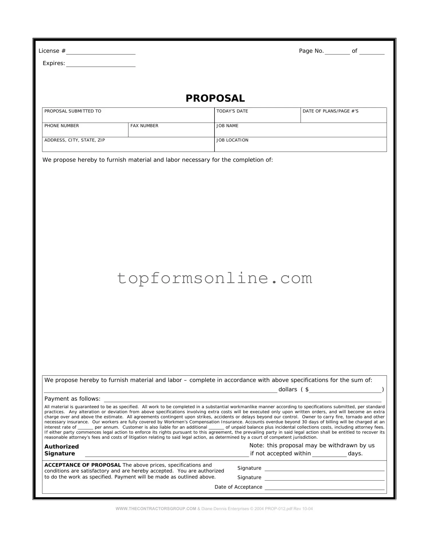 Fill Out a Valid Construction proposal form Form