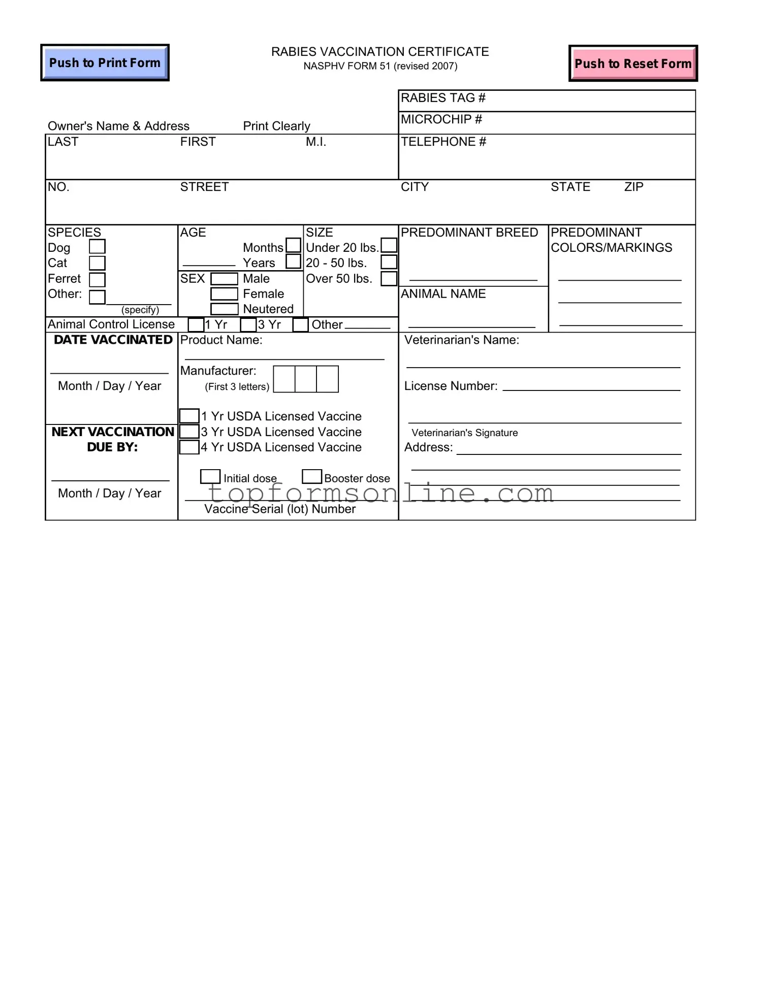 Fill Out a Valid Rabies Certificate Form
