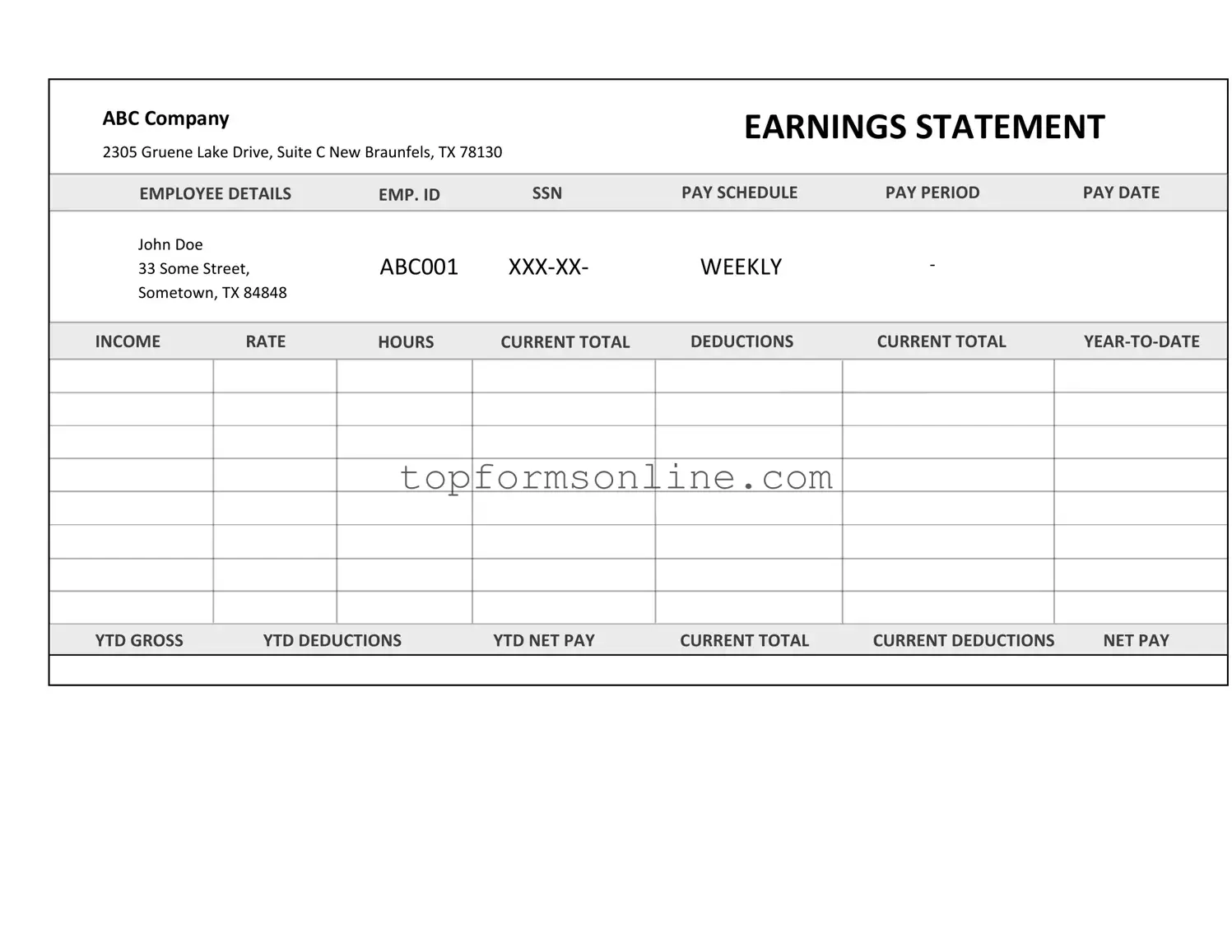 Fill Out a Valid Independent Contractor Pay Stub Form
