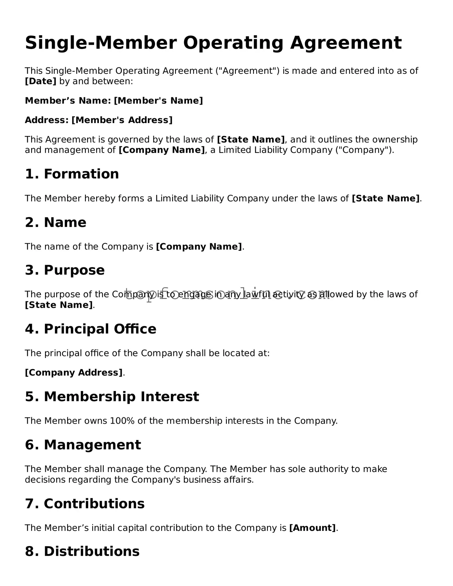 Valid Single-Member Operating Agreement Template