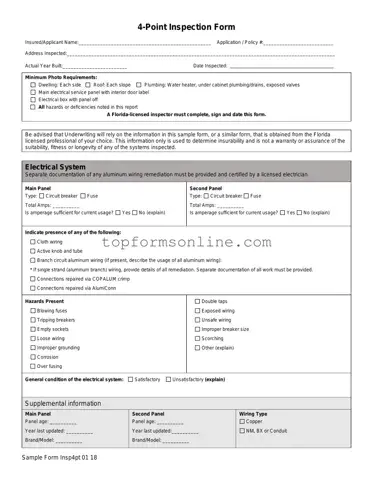 Fill Out a Valid 4 Point Inspection Form