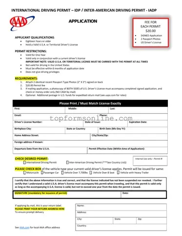 Fill Out a Valid Aaa International Driving Permit Application Form