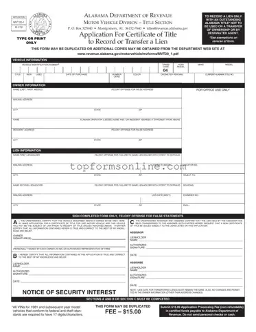 Fill Out a Valid Alabama Mvt 20 1 Form