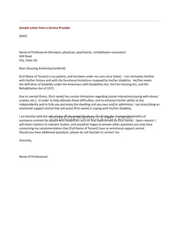 Fill Out a Valid Emotional Support Animal Letter Form