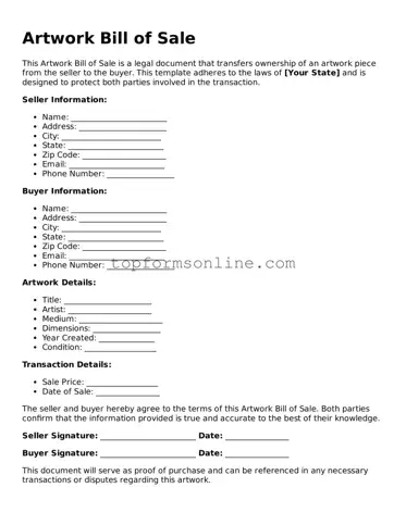 Valid Artwork Bill of Sale Template