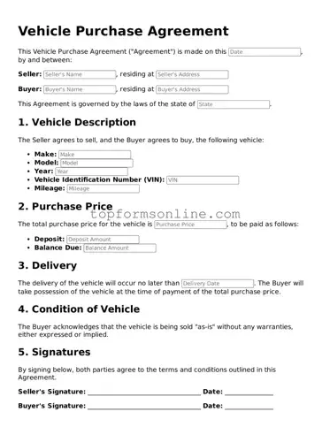 Valid Vehicle Purchase Agreement Template
