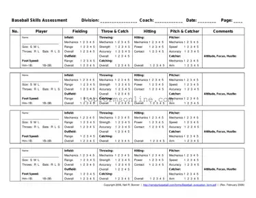 Fill Out a Valid Baseball Assessment Form