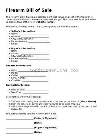 Valid Firearm Bill of Sale Template