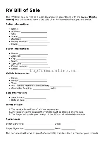 Valid RV Bill of Sale Template