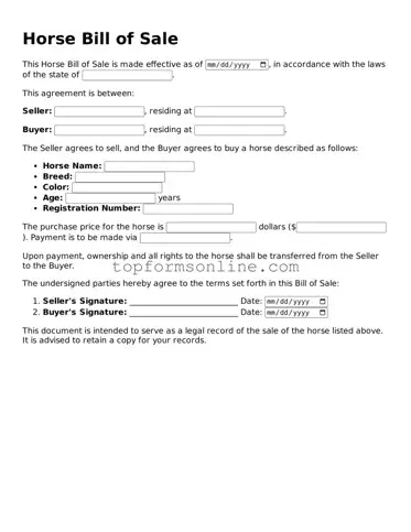 Valid Horse Bill of Sale Template